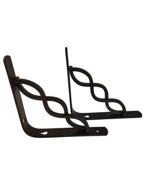 Decorative Bronze Steel Shelf Brackets Set Of 2 - Curved Spiral Design - 6"x6"x1